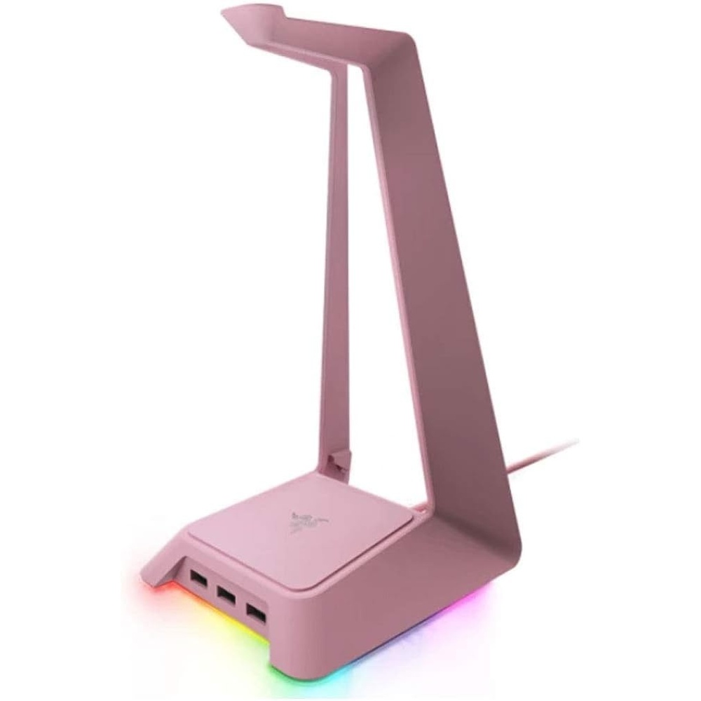 image:imageRazer Base Station V2 Chroma Headphone Headset Stand Holder Black  Chroma RGB Lighting Taller Stand amp Antislip Ledge USB Charging Ports AntiSlip Rubber Base 35mm Port  Builtin DACQuartz Pink
