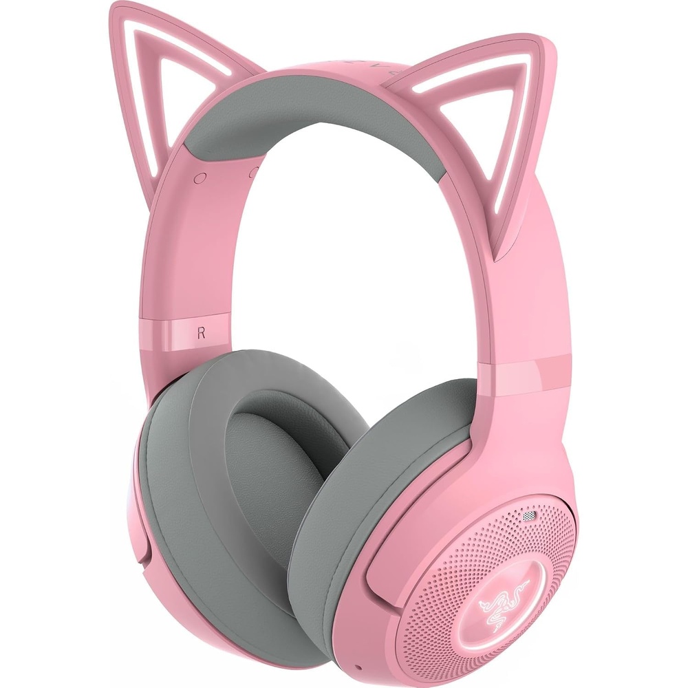 image:imageRazer Kraken Kitty V2 BT Wireless RGB Headset Pink  Chroma RGB Kitty Ears amp Earcups Bluetooth 52 40 mm Drivers Noisecancelling Mics Lightweight USBC 40 Hr BatteryQuartz Pink