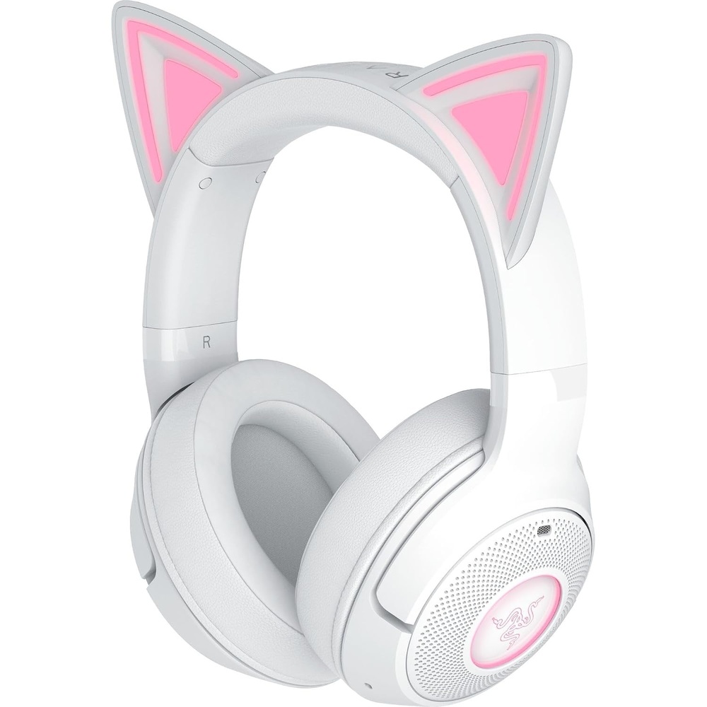 image:imageRazer Kraken Kitty V2 BT Wireless RGB Headset Pink  Chroma RGB Kitty Ears amp Earcups Bluetooth 52 40 mm Drivers Noisecancelling Mics Lightweight USBC 40 Hr BatteryWhite