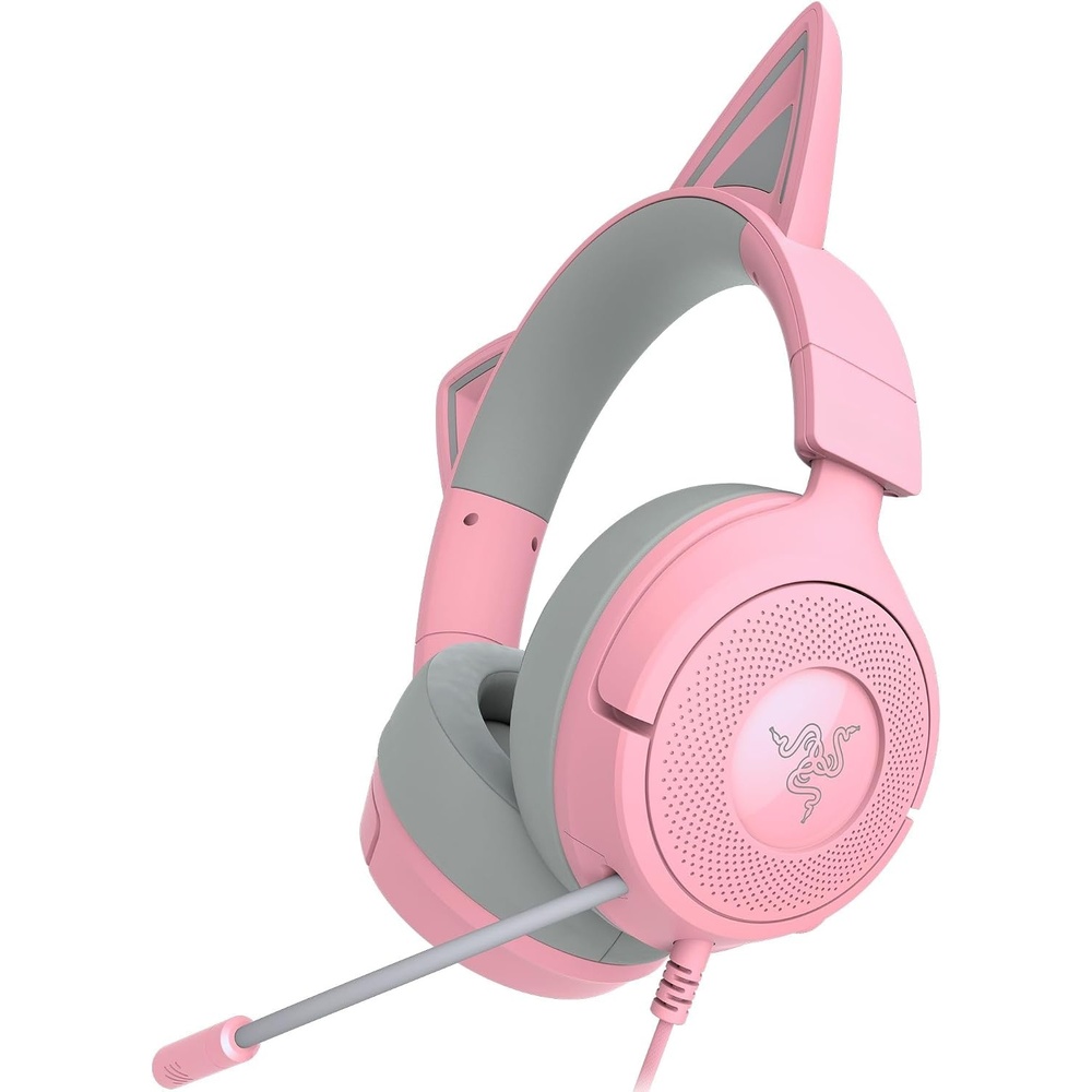 image:imageRazer Kraken Kitty V3 X Wired Gaming Headset Kitty Ears White  HyperClear Cardioid Mic 40 mm Drivers 71 Surround Sound Comfy Ear Cushions CrossPlatform via 35mm PC PS5 XboxQuartz Pink