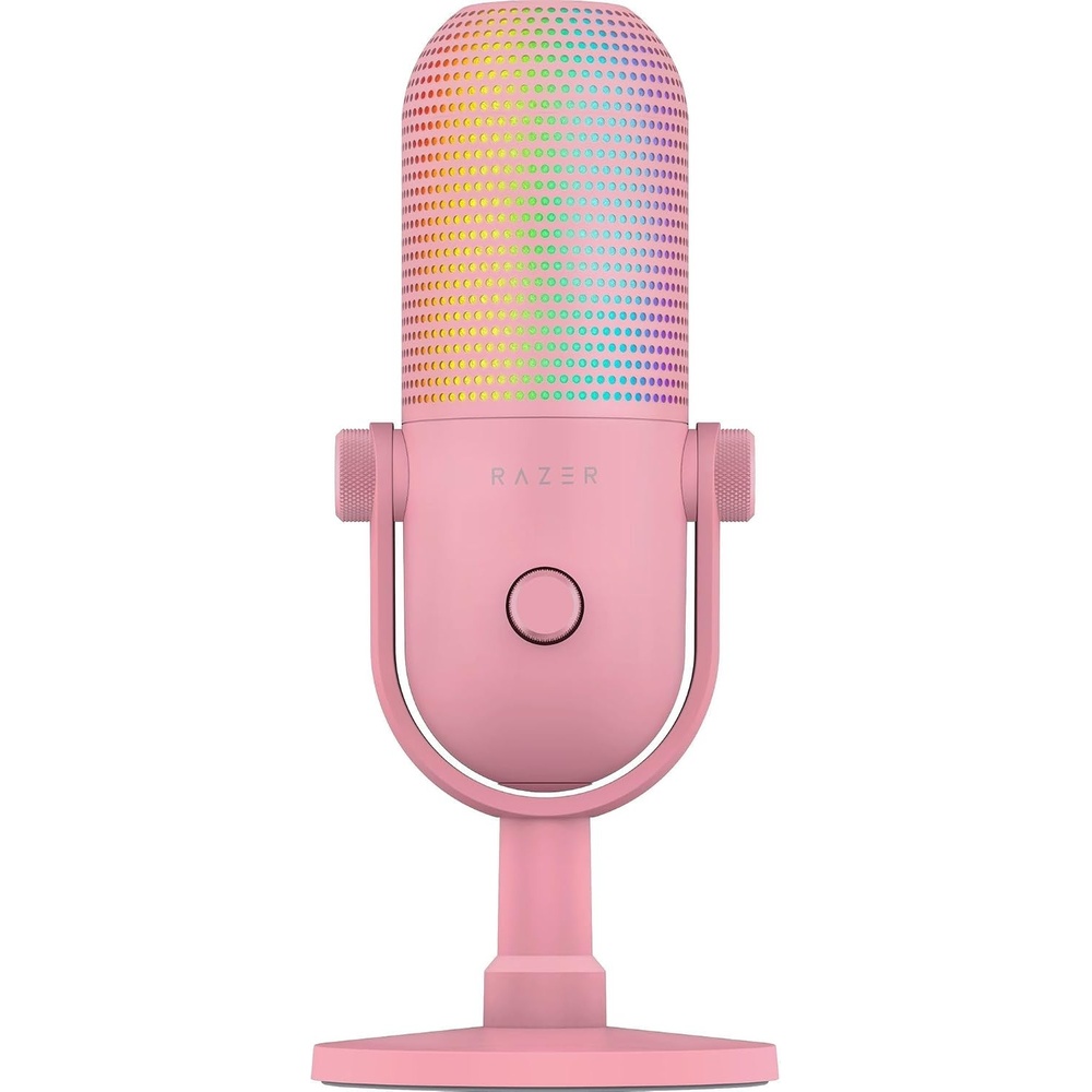 image:imageRazer Seiren V3 Chroma 32Bit DSP USBC Microphone for PC  Quartz Pink  AI Audio Processing Noise Isolation TaptoMute Supercardioid Condenser Mic Chroma RGB Discord OBS Studio Streamlabs