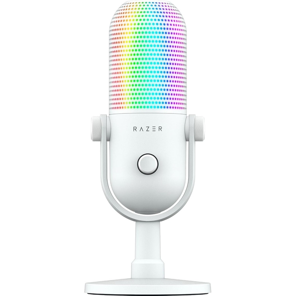 image:imageRazer Seiren V3 Chroma 32Bit DSP USBC Microphone for PC  White  AI Audio Processing Noise Isolation TaptoMute Supercardioid Condenser Mic Chroma RGB Discord OBS Studio Streamlabs