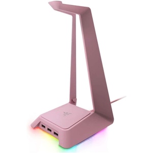 Razer Base Station V2 Chroma Headphone Headset Stand Holder, Black | Chroma RGB Lighting, Taller Stand & Anti-slip Ledge, USB Charging Ports, Anti-Slip Rubber Base, 3.5mm Port + Built-in DAC(Quartz Pink)