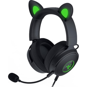 Razer Kraken Kitty V2 Pro Wired RGB Headset: Interchangeable Ears (Kitty, Bear, Bunny) – Stream Reactive Lighting – Detachable HyperClear Cardioid Mic – 50mm Drivers – 7.1 Surround Sound – Quartz Pink(Classic Black)