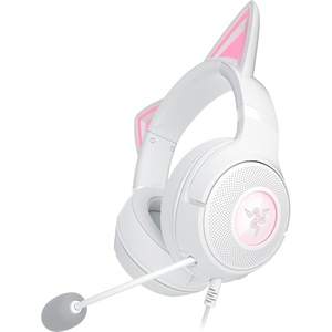 Razer Kraken Kitty V2 USB Wired Headset: Chroma RGB Kitty Ears – Stream Reactive Lighting – HyperClear Cardioid Mic – 40 mm Drivers – 7.1 Surround Sound – Comfortable Ear Cushions – Black(White)