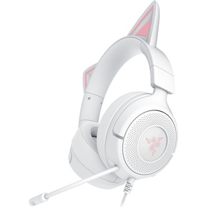 Razer Kraken Kitty V3 X Wired Gaming Headset, Kitty Ears, White | HyperClear Cardioid Mic, 40 mm Drivers, 7.1 Surround Sound, Comfy Ear Cushions, Cross-Platform via 3.5mm PC, PS5, Xbox(Mercury White)