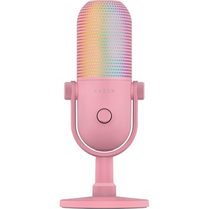 Razer Seiren V3 Chroma 32‑Bit DSP USB-C Microphone for PC — Quartz Pink | AI Audio Processing, Noise Isolation, Tap-to-Mute, Supercardioid Condenser Mic, Chroma RGB, Discord, OBS Studio, Streamlabs