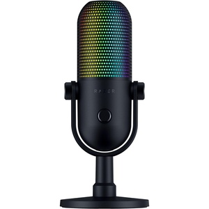 Razer Seiren V3 Chroma RGB, Stream & Game Reactive, USB Microphone, White | Tap-to-Mute Sensor, Condenser Mic, Digital Gain Limiter & Shock Absorber, Works with OBS, Discord, Zoom, Teams(Black)