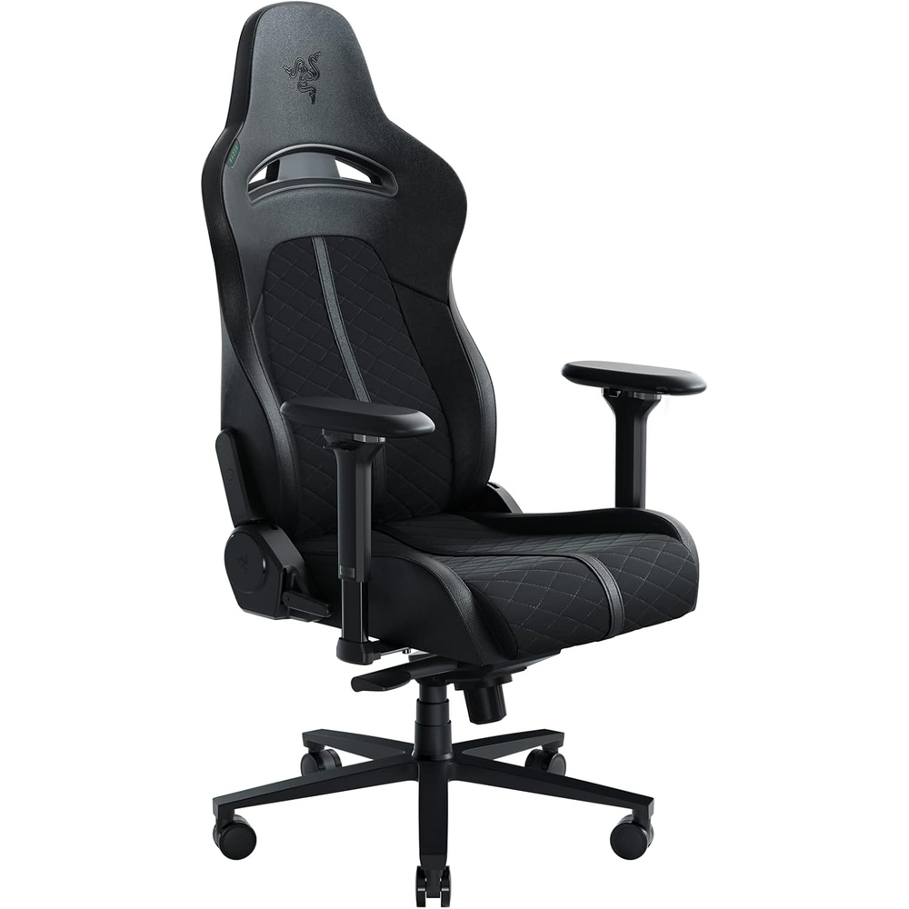 image:imageRazer Enki Gaming Chair AllDay Gaming Comfort  Builtin Lumbar Arch  Optimized Cushion Density  DualTextured EcoFriendly Synthetic Leather  Reactive Seat Tilt amp 152Degree Recline  BlackBlack
