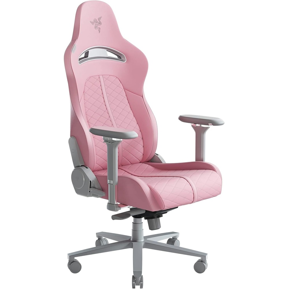 image:imageRazer Enki Gaming Chair Builtin Lumbar Arch AllDay Comfort Pink  Optimized Cushion Density DualTextured EcoFriendly Synthetic Leather Adjustable 152degree ReclineQuartz
