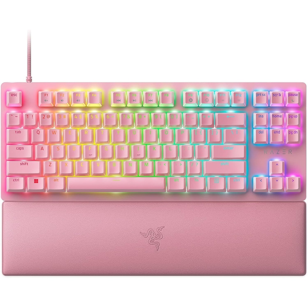 image:imageRazer Huntsman V2 Optical Gaming Keyboard Fastest Linear Optical Switches wQuick Keystrokes amp 8000Hz Polling Rate  Doubleshot PBT Keycaps  Dedicated Media Keys amp Dial  PUBG Battleground EditionQuartz Pink
