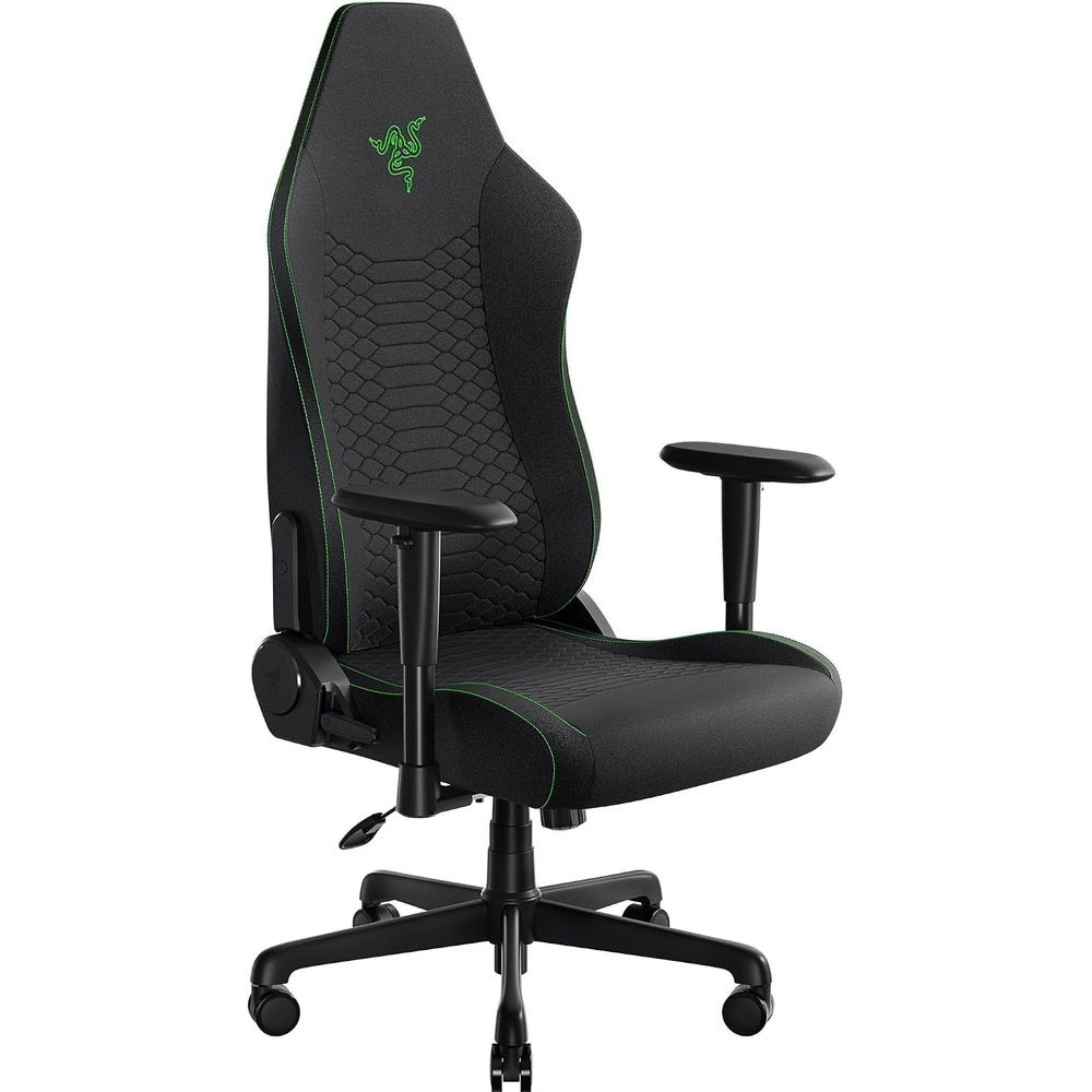 image:imageRazer Iskur V2 X Ergonomic Gaming Chair wLumbar Support L33T Edition  Widened Seat Base High Density Foam Cushions Adjustable 152 Degree Recline 2D Armrests Plush Fabric Finish