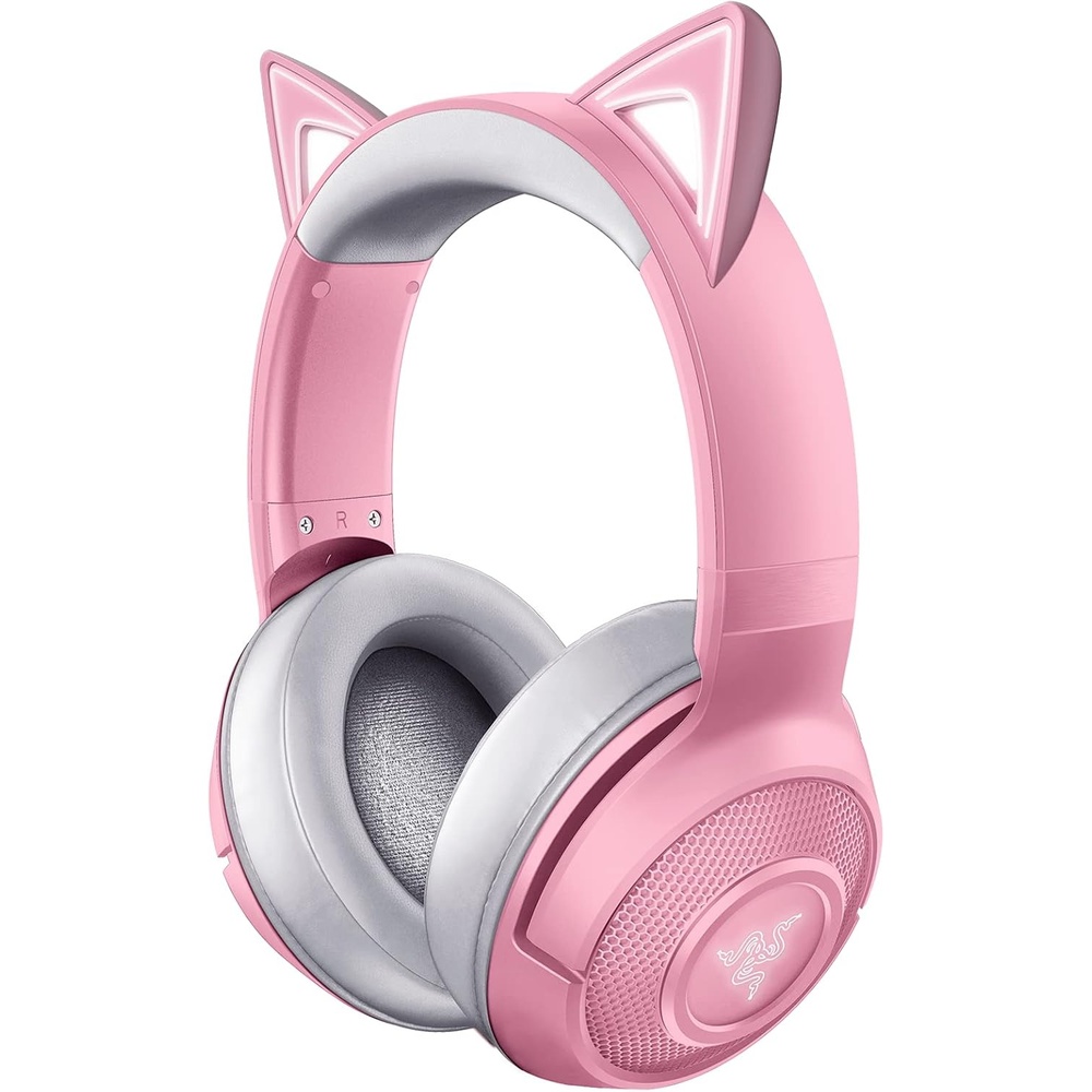 image:imageRazer Kraken BT Kitty Edition Bluetooth 5040ms Low Latency Connection  CustomTuned 40mm Drivers  Beamforming Microphone  Powered Chroma  Quartz PinkHeadset