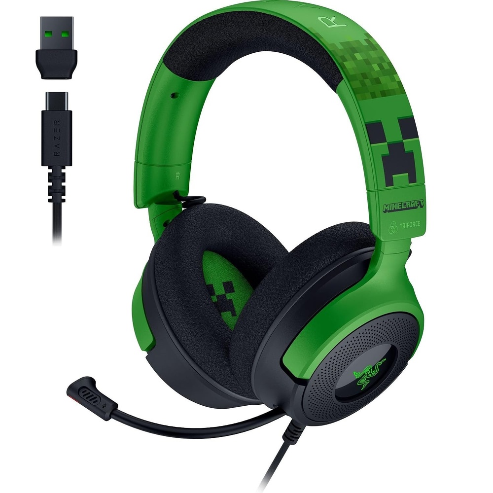 image:imageRazer Kraken V4 X Wired USBC amp Type A Gaming Headset Minecraft Edition  Cardioid Mic Memory Foam Cushions Chroma RGB Lighting For PC Mac PS5 Nintendo Switch 2Minecraft Edition