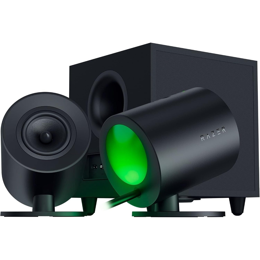 image:imageRazer Nommo V2  FullRange 21 PC Gaming Speakers with Wired Subwoofer THX Spatial Audio  Rear Projection Chroma RGB  3 Drivers  DownFiring Subwoofer 55 Driver  Wireless Control Pod