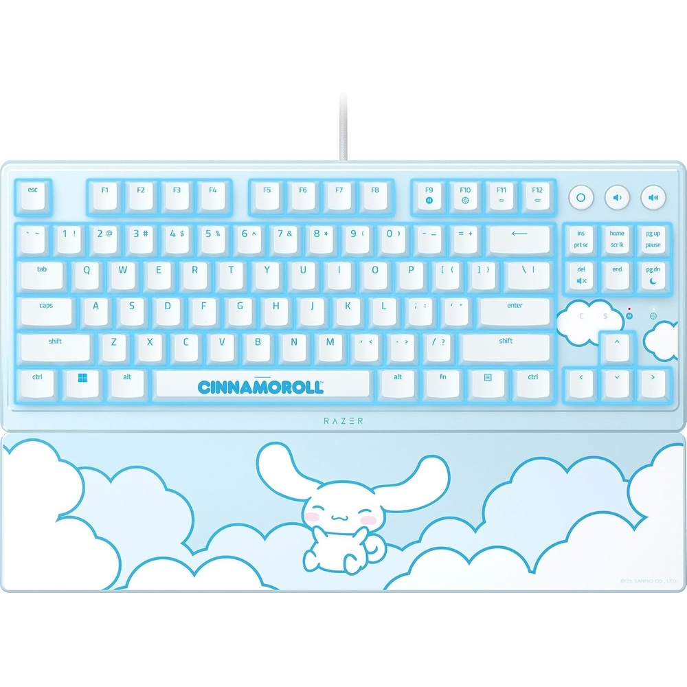 image:imageRazer Ornata V3 TKL Gaming Keyboard LowProfile Keys Cinnamoroll Edition  MechaMembrane Switches UVCoated Keycaps Backlit Media Keys 8Zone RGB Lighting Magnetic Wrist Wrest