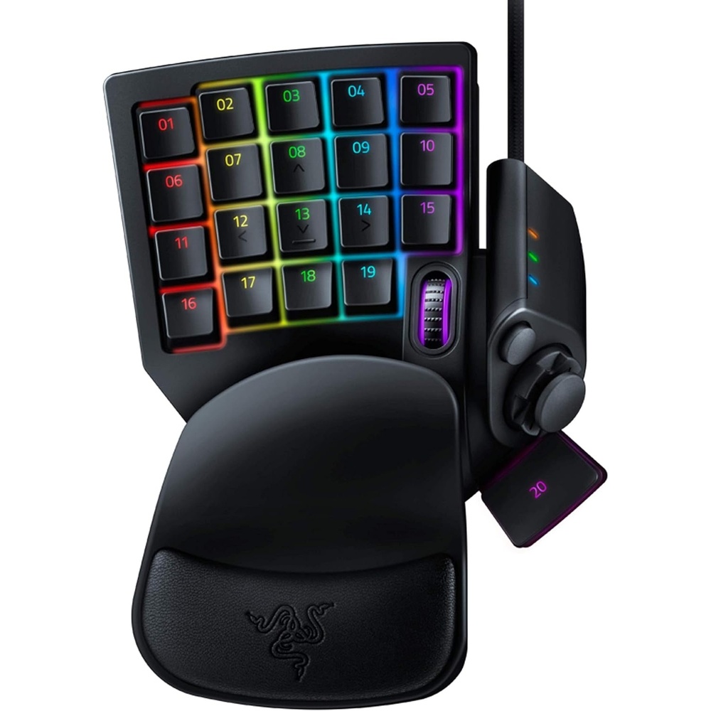 image:imageRazer Tartarus Pro Gaming Keypad AnalogOptical Key Switches  Rapid Trigger  Adjustable Actuation  32 Programmable Keys  Customizable Macros  Chroma RGB Lighting  Mercury White  Rapid Trigger Adjustable Actuation 32 Programmable Keys Customizable Macros Chroma RGB LightingClassic Black
