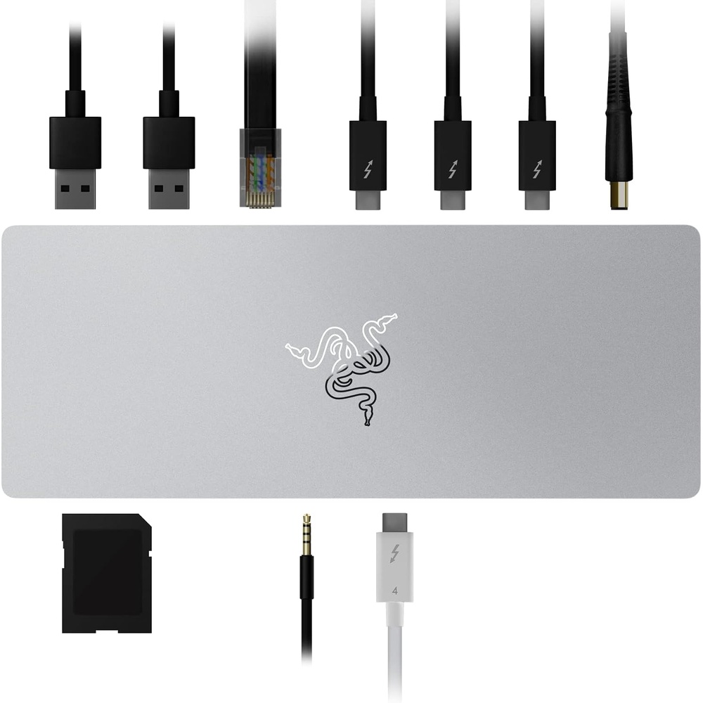 image:imageRazer Thunderbolt 4 Dock 10 Ports USBA USBC 25 GbE White  Dual 4K or Single 8K Video Output Mac and PC Compatible Thunderbolt 3 amp 4 Certified