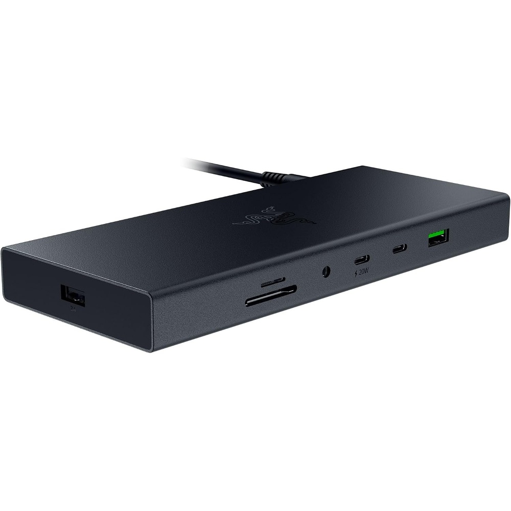 image:imageRazer USB 4 Dock 14 Ports Windows amp Mac Compatible White  USBC USBA HDMI DP Ethernet SD 35mm Dual Monitor 4K 120 Hz Laptop amp Phone Fast Charge Durable Lightweight CasingBlack