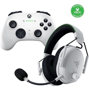 Razer BlackShark V3 Pro Wireless ANC Gaming Headset (50mm Driver) & Wolverine V3 Pro Wireless Gaming Controller Bundle – White