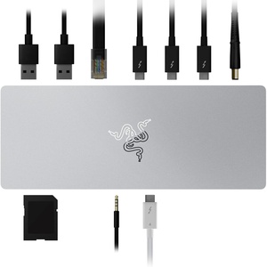 Razer Thunderbolt 4 Dock, 10 Ports, USB-A, USB-C, 2.5 GbE, White | Dual 4K or Single 8K Video Output, Mac, and PC Compatible, Thunderbolt 3 & 4 Certified
