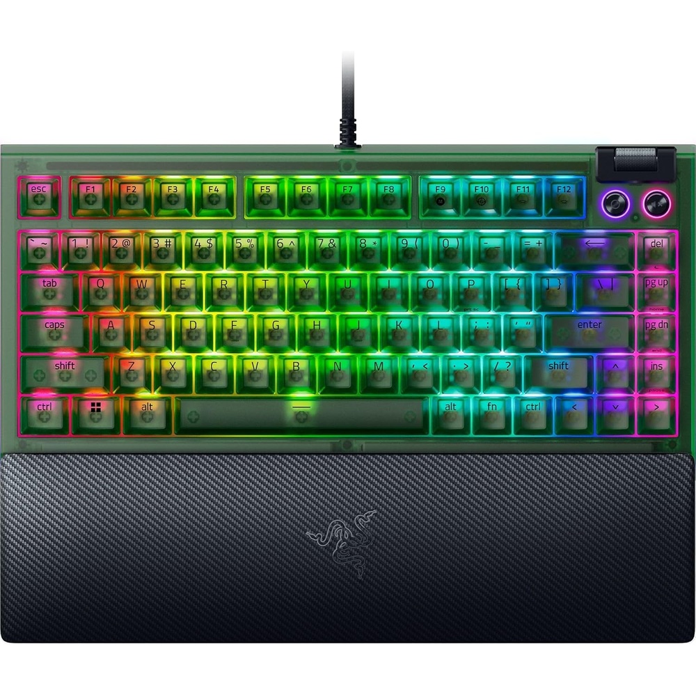 image:imageRazer BlackWidow V4 75 Mechanical Gaming Keyboard Orange Tactile Black  HotSwappable Design Compact amp Durable Chroma RGB MF Roller amp Media Keys Comfortable Wrist RestPhantom Green