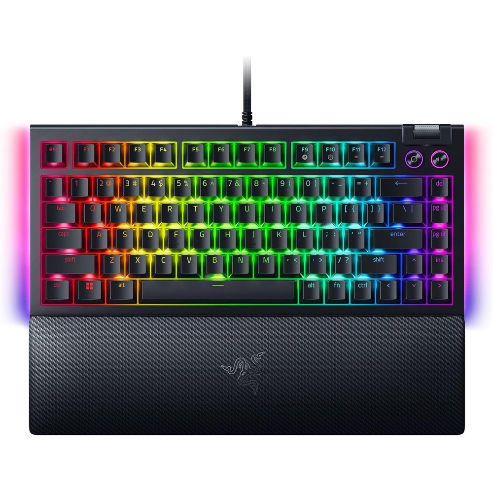 image:imageRazer BlackWidow V4 75 Mechanical Gaming Keyboard Orange Tactile White  HotSwappable Design Compact amp Durable Chroma RGB MF Roller amp Media Keys Comfortable Wrist RestBlack