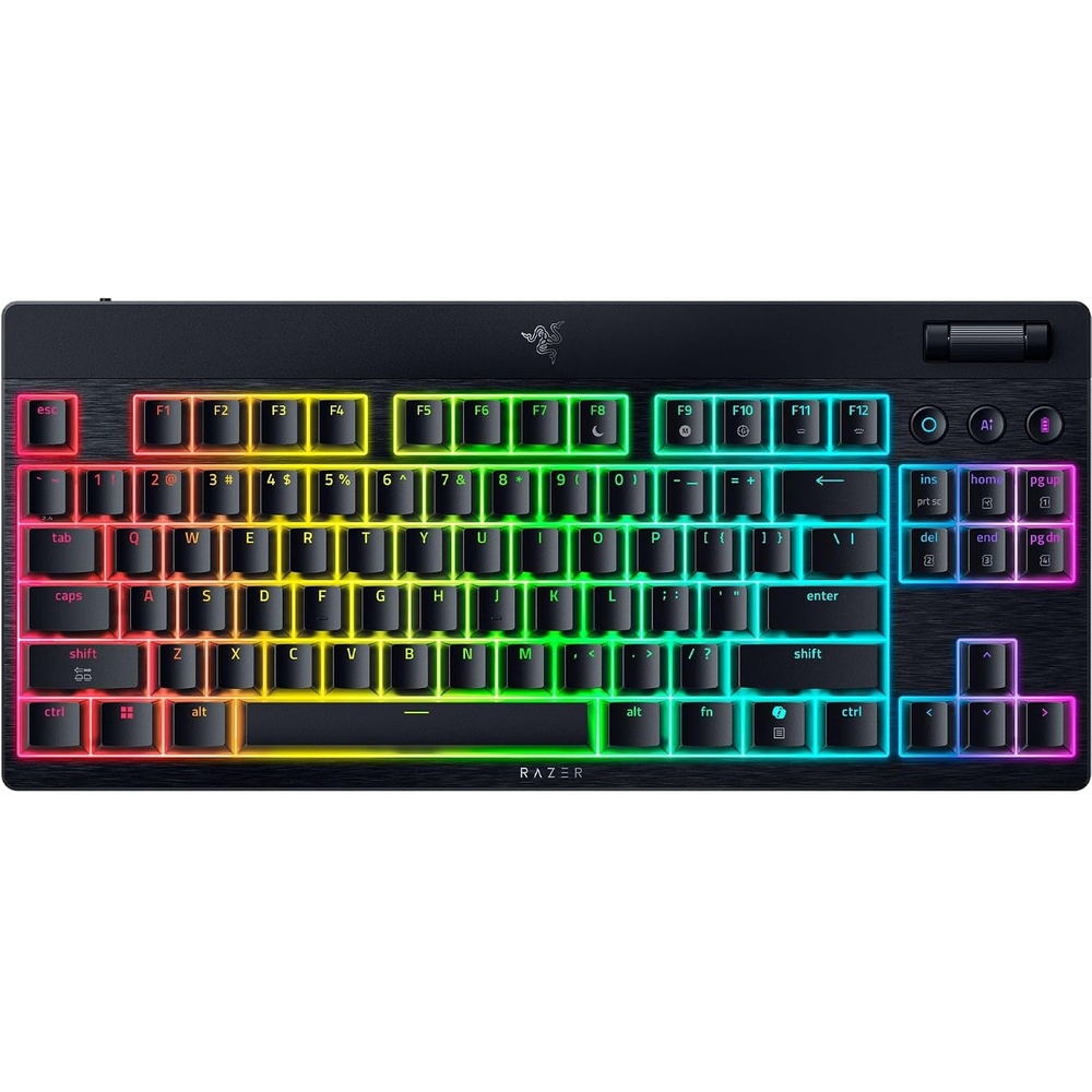 image:imageRazer BlackWidow V4 Low Profile TKL HyperSpeed Wireless Gaming Keyboard Orange Mechanical Switches  24GHz Wireless amp Bluetooth  MultiFunction Roller  3 Control Buttons  Long Battery LifeGreen Clicky Switches