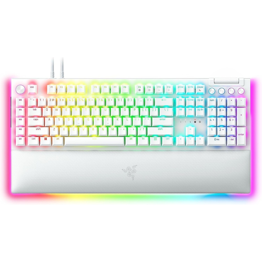 image:imageRazer BlackWidow V4 Pro Mechanical Gaming Keyboard Green Switches White  Tactile amp Clicky Wired Keyboard Doubleshot ABS Keycaps Command Dial 8 Dedicated Macro Keys Chroma RGB