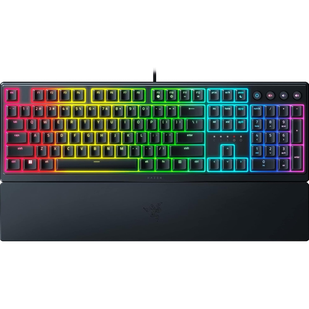 image:imageRazer Ornata V3 Gaming Keyboard LowProfile Keys Black  MechaMembrane Switches UVCoated Keycaps Backlit Media Keys 10Zone RGB Lighting Snap Tap Magnetic Wrist WrestBlack