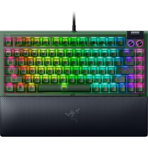 Razer BlackWidow V4 75% Mechanical Gaming Keyboard, Orange Tactile, Black | Hot-Swappable Design, Compact & Durable, Chroma RGB, MF Roller & Media Keys, Comfortable Wrist Rest(Phantom Green)