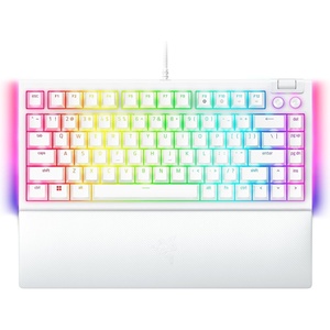Razer BlackWidow V4 75% Mechanical Gaming Keyboard, Orange Tactile, White | Hot-Swappable Design, Compact & Durable, Chroma RGB, MF Roller & Media Keys, Comfortable Wrist Rest(White)