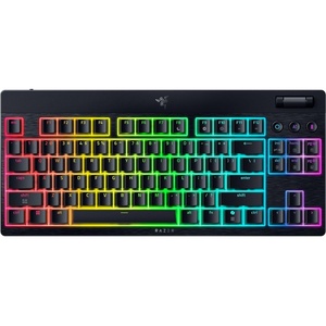 Razer BlackWidow V4 Low Profile TKL HyperSpeed Wireless Gaming Keyboard: Orange Mechanical Switches – 2.4GHz Wireless & Bluetooth – Multi-Function Roller – 3 Control Buttons – Long Battery Life(Green Clicky Switches)