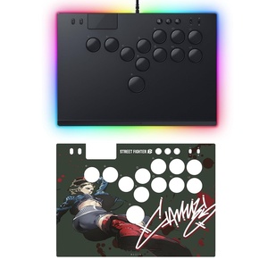 Razer Kitsune All-Button Arcade Controller & Street Fighter Cammy Vinyl Skin Bundle: For PS5 / PlayStation 5 & PC – Low-Profile Optical Switches – Slim Design – Chroma RGB – Full Top Plate Wrap(Cammy Edition)