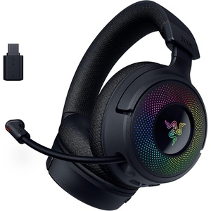 Razer Kraken V4 Wireless 2.4GHz, Bluetooth, USB Gaming Headset, Black | Super Wideband Mic, 40 mm Drivers, 9 Zone RGB Lighting, for PC, Mac, PS5, Nintendo Switch 2, Steam Deck, Smartphone