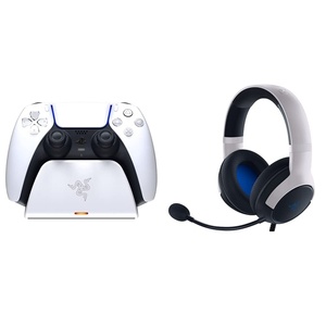Razer Quick Charging Stand + Kaira X Wired Headset Bundle for PlayStation 5: Perfectly Matches PS5 DualSense Wireless Controller (Controller Sold Separately)