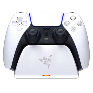 Razer Quick Charging Stand for PlayStation 5: Charge – Curved Cradle Design Matches PS5 DualSense Wireless Controller One-Handed Navigation USB Powered White (Controller Sold Separately)(White)
