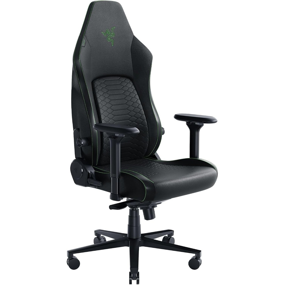 image:imageRazer Iskur V2 Gaming Chair Adaptive Lumbar Support  Adjustable Lumbar Curve  High Density Foam Cushions  Reactive Seat Tilt amp152degree Recline  4D Armrests  Fabric  Dark GreyBlackGreen