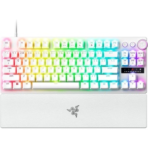 Razer Huntsman V3 Pro TKL Esports Gaming Keyboard: Analog Optical Switches Snap Tap – Rapid Trigger – Adjustable Actuation – Media Keys & Dial – Doubleshot PBT Keycaps – Wrist Rest – White